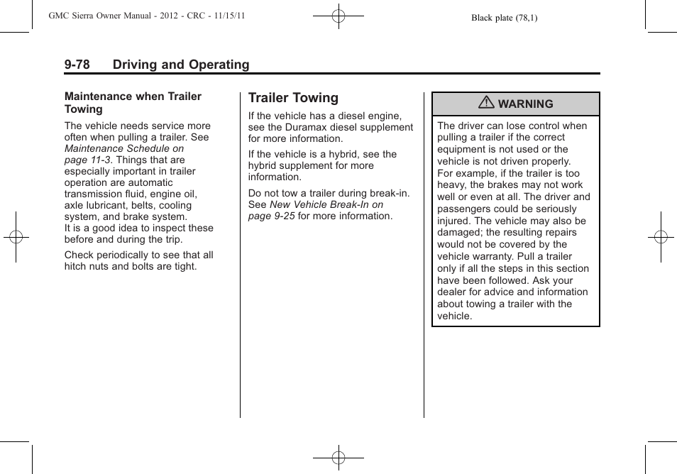 Trailer towing, Trailer towing -78, And can | GMC 2012 Sierra User Manual | Page 354 / 556