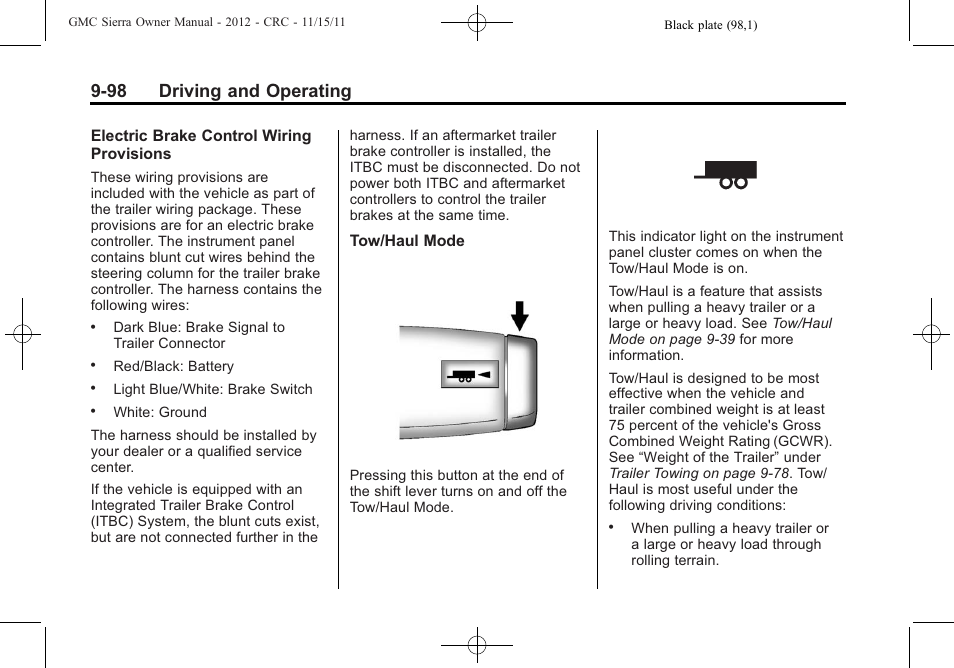 98 driving and operating | GMC 2012 Sierra User Manual | Page 374 / 556