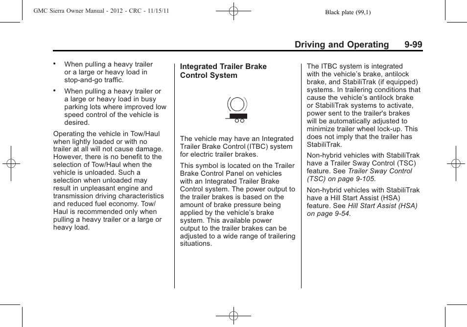Driving and operating 9-99 | GMC 2012 Sierra User Manual | Page 375 / 556