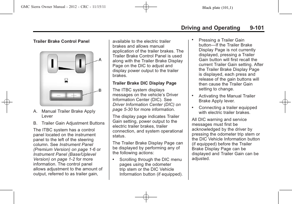 Driving and operating 9-101 | GMC 2012 Sierra User Manual | Page 377 / 556