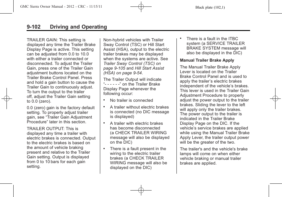 102 driving and operating | GMC 2012 Sierra User Manual | Page 378 / 556