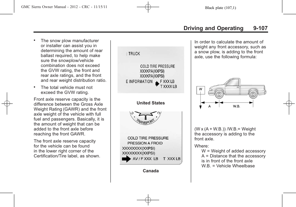 Driving and operating 9-107 | GMC 2012 Sierra User Manual | Page 383 / 556