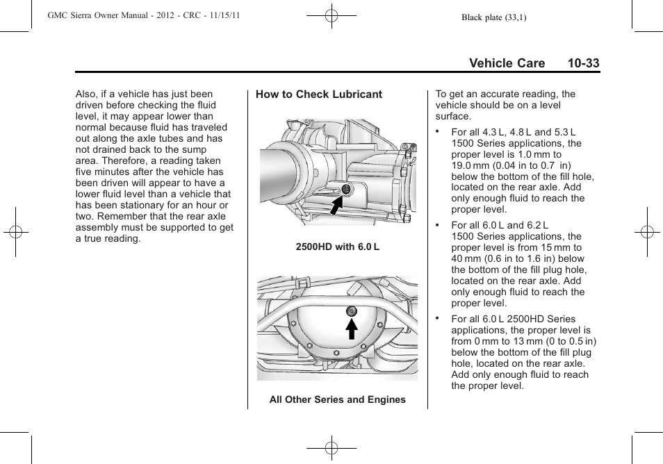 Vehicle care 10-33 | GMC 2012 Sierra User Manual | Page 419 / 556