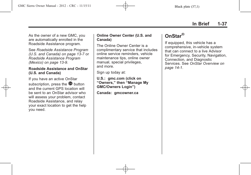 Onstar | GMC 2012 Sierra User Manual | Page 43 / 556