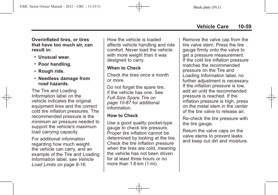 Vehicle care 10-59 | GMC 2012 Sierra User Manual | Page 445 / 556