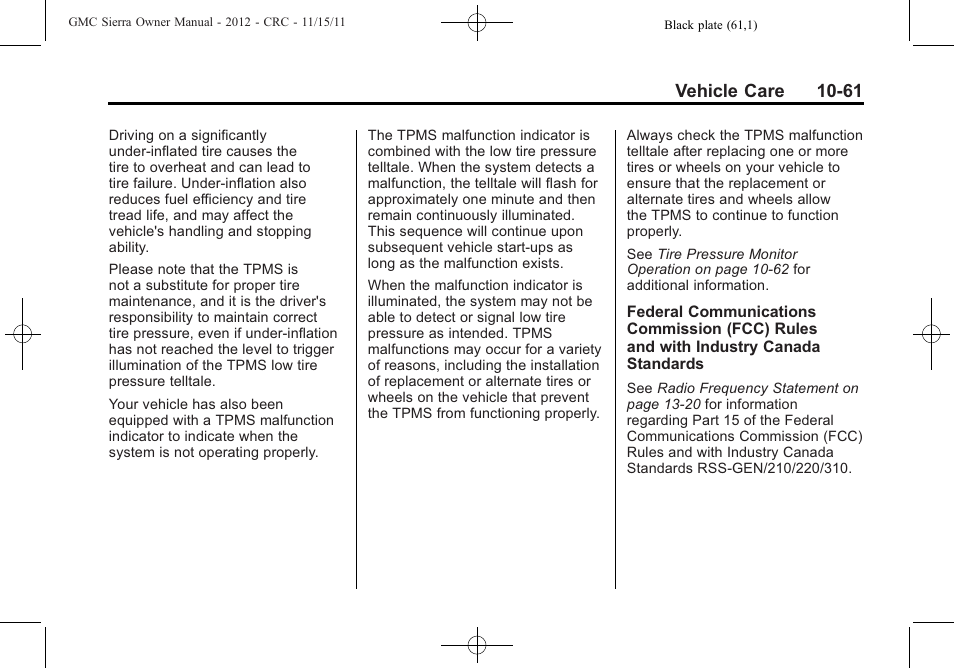 Vehicle care 10-61 | GMC 2012 Sierra User Manual | Page 447 / 556