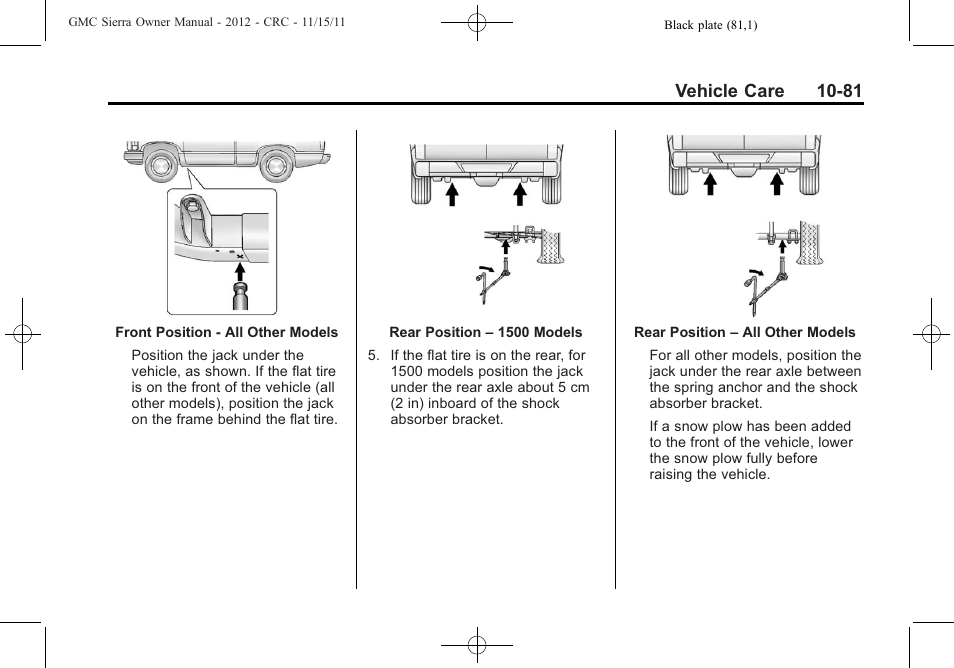 Vehicle care 10-81 | GMC 2012 Sierra User Manual | Page 467 / 556