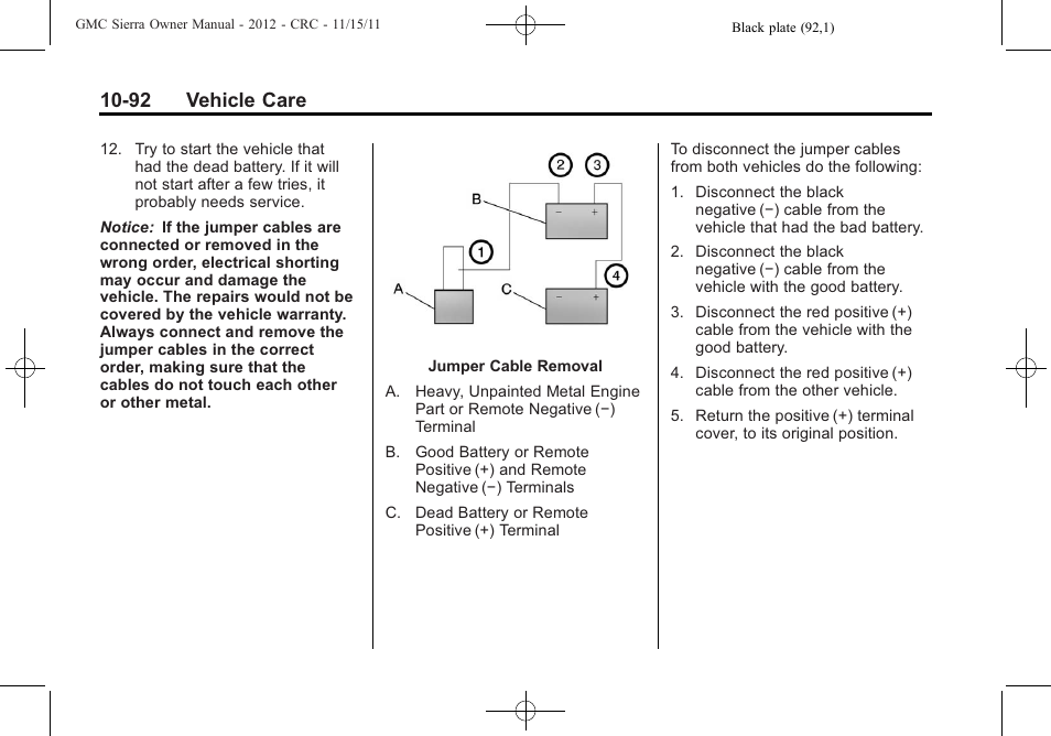 92 vehicle care | GMC 2012 Sierra User Manual | Page 478 / 556