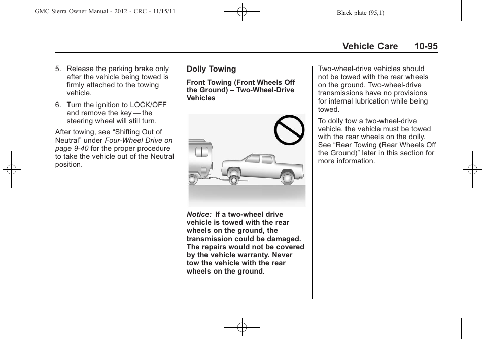 Vehicle care 10-95 | GMC 2012 Sierra User Manual | Page 481 / 556