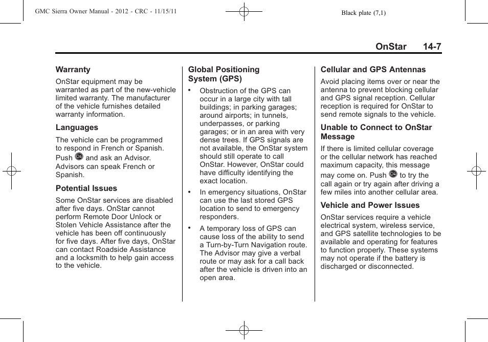 Onstar 14-7 | GMC 2012 Sierra User Manual | Page 541 / 556