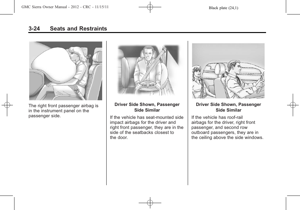24 seats and restraints | GMC 2012 Sierra User Manual | Page 92 / 556