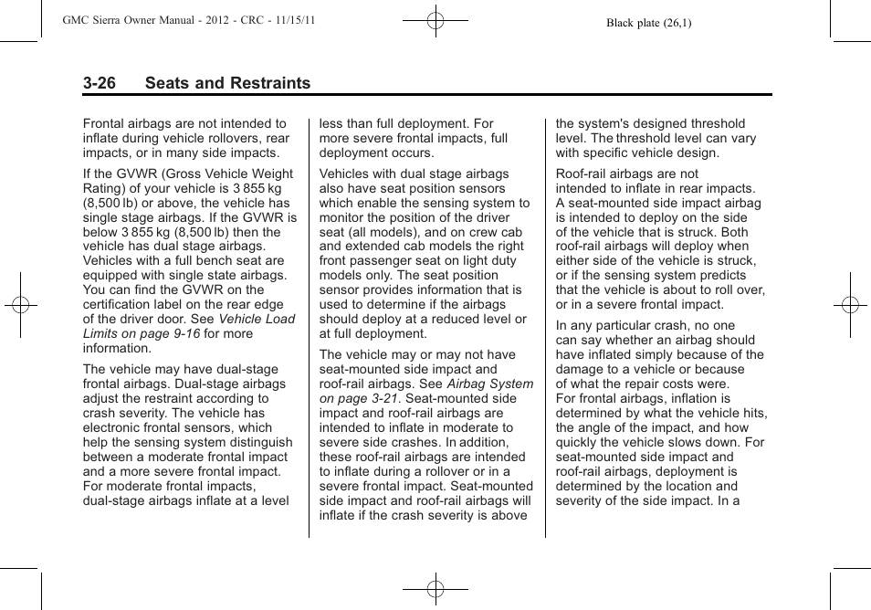 26 seats and restraints | GMC 2012 Sierra User Manual | Page 94 / 556