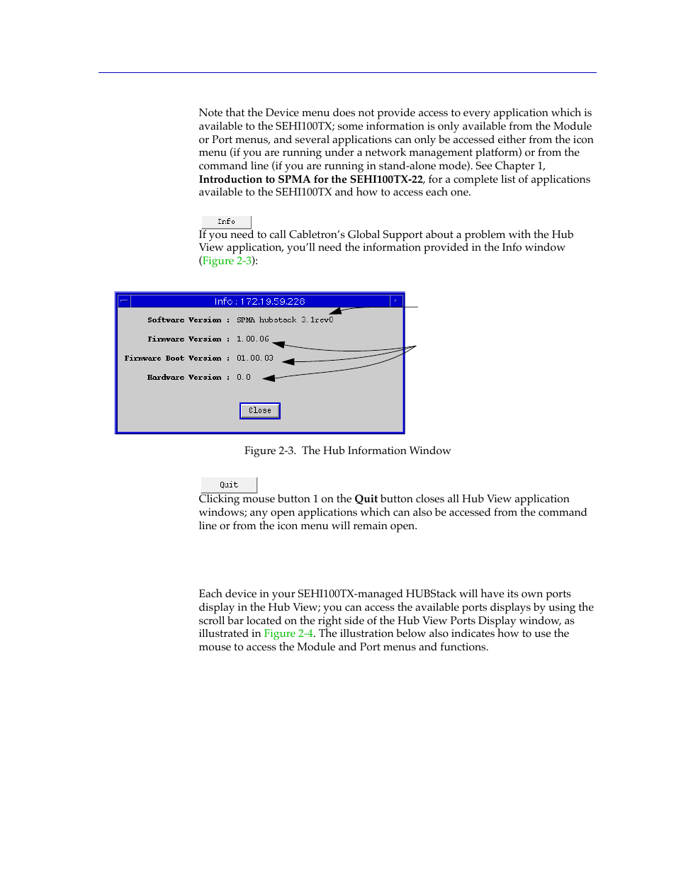 Using the mouse in the hub view ports display, Using the mouse in the hub view ports display -5 | Cabletron Systems SPECTRUM SEHI100TX-22 User Manual | Page 19 / 58