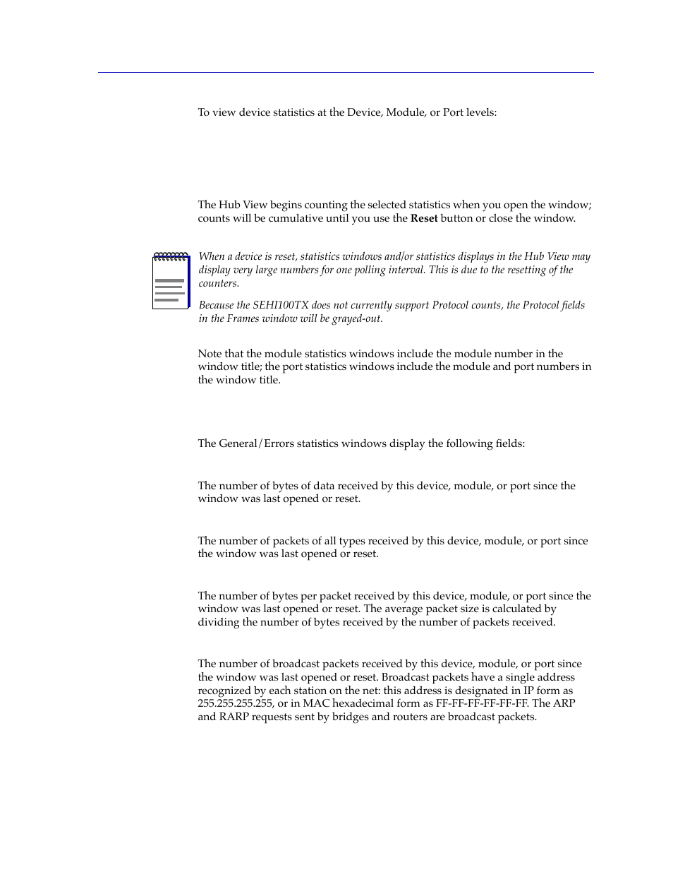 General/error statistics, General/error statistics -17 | Cabletron Systems SPECTRUM SEHI100TX-22 User Manual | Page 31 / 58