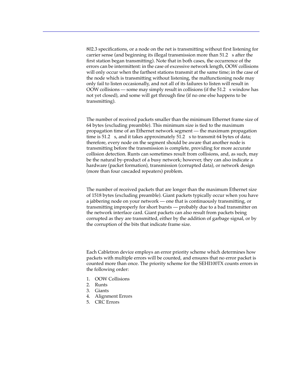 The sehi100tx error priority scheme, The sehi100tx error priority scheme -19 | Cabletron Systems SPECTRUM SEHI100TX-22 User Manual | Page 33 / 58