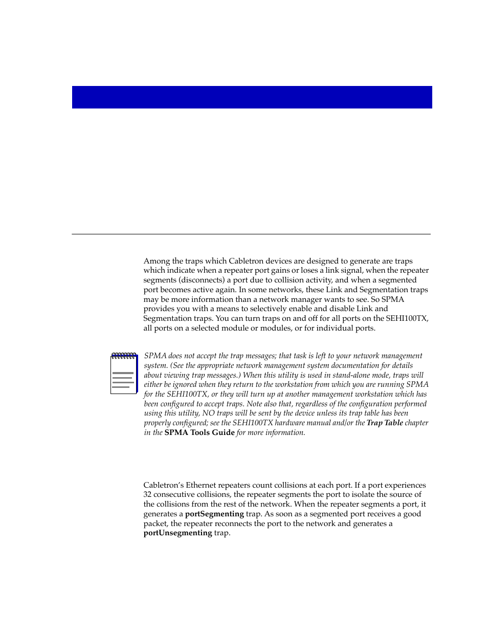 Link/seg traps, What is a segmentation trap, Chapter 3 | What is a segmentation trap? -1 | Cabletron Systems SPECTRUM SEHI100TX-22 User Manual | Page 37 / 58