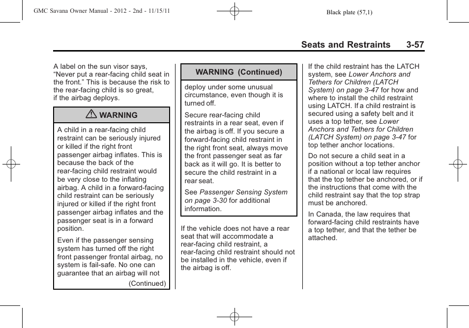 GMC 2012 Savana User Manual | Page 105 / 424