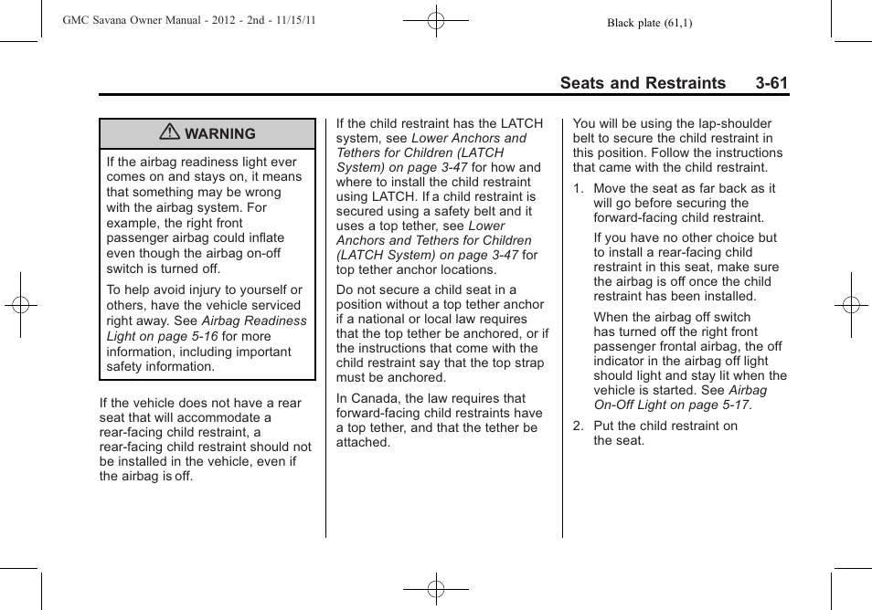 GMC 2012 Savana User Manual | Page 109 / 424