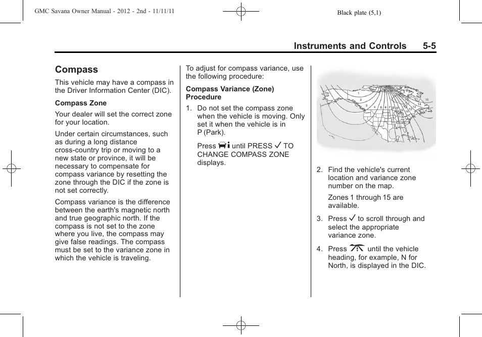 Compass, Compass -5 | GMC 2012 Savana User Manual | Page 119 / 424