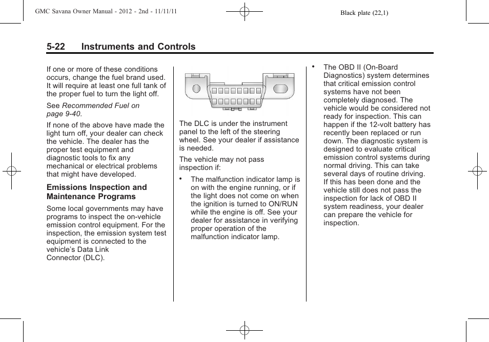 22 instruments and controls | GMC 2012 Savana User Manual | Page 136 / 424