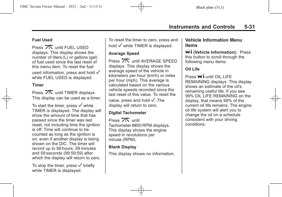 GMC 2012 Savana User Manual | Page 145 / 424