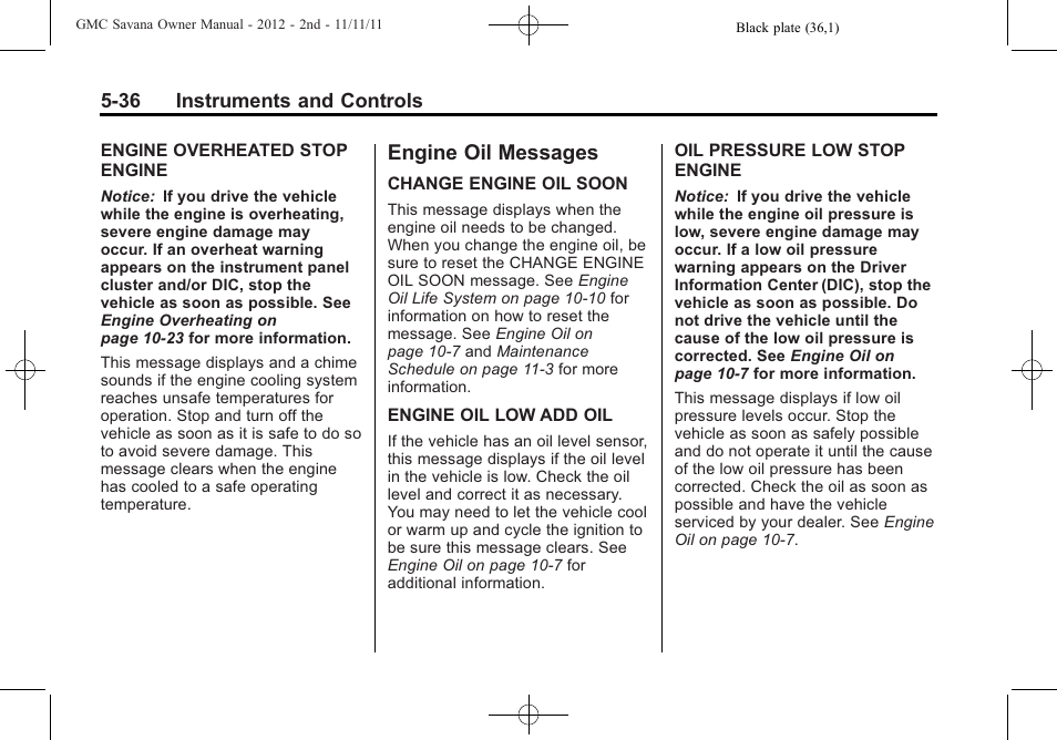 Engine oil messages, Engine oil messages -36 | GMC 2012 Savana User Manual | Page 150 / 424