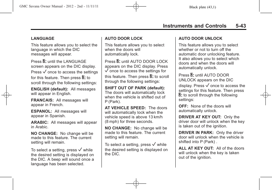 GMC 2012 Savana User Manual | Page 157 / 424