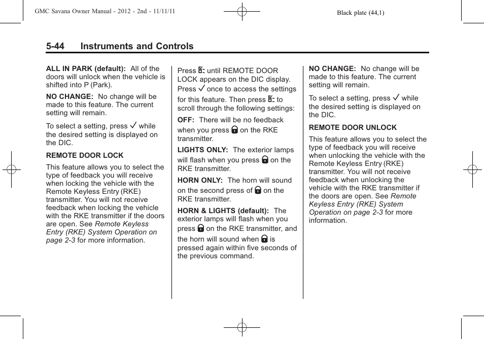 GMC 2012 Savana User Manual | Page 158 / 424