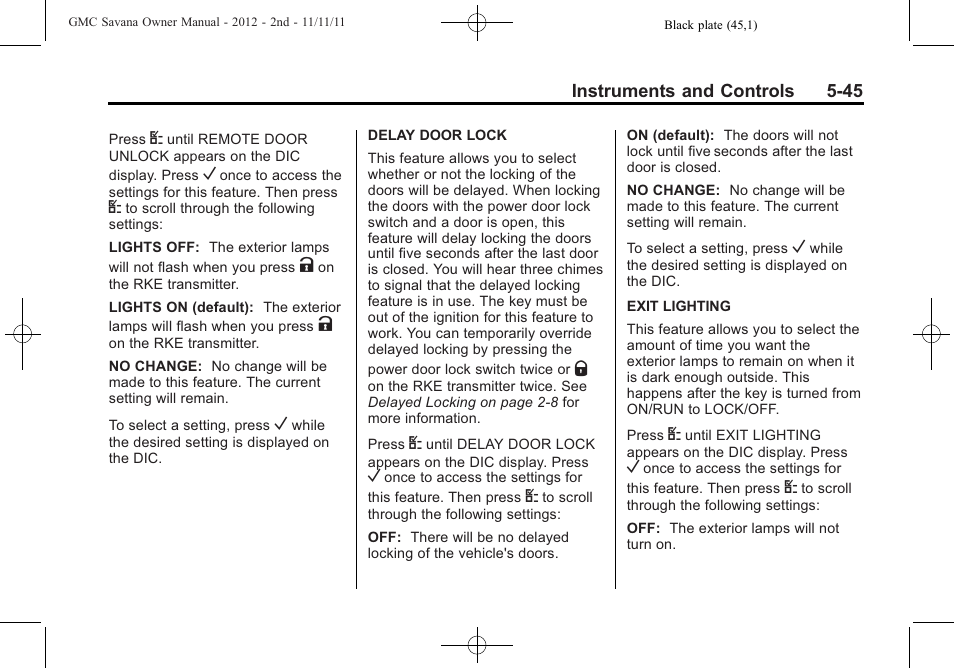 GMC 2012 Savana User Manual | Page 159 / 424