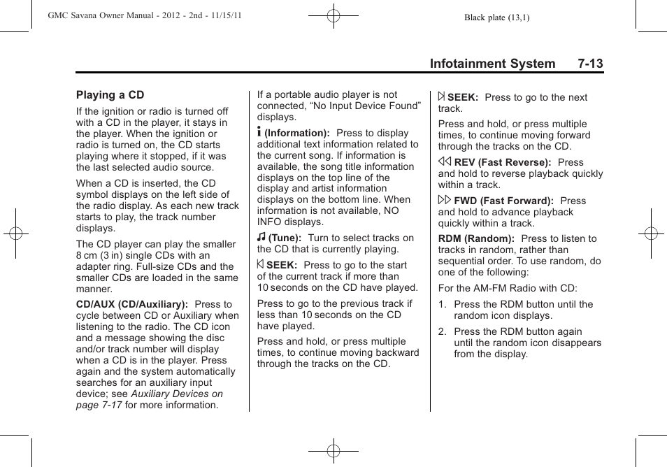 GMC 2012 Savana User Manual | Page 183 / 424