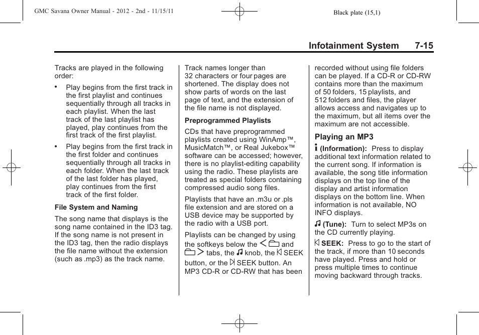 GMC 2012 Savana User Manual | Page 185 / 424