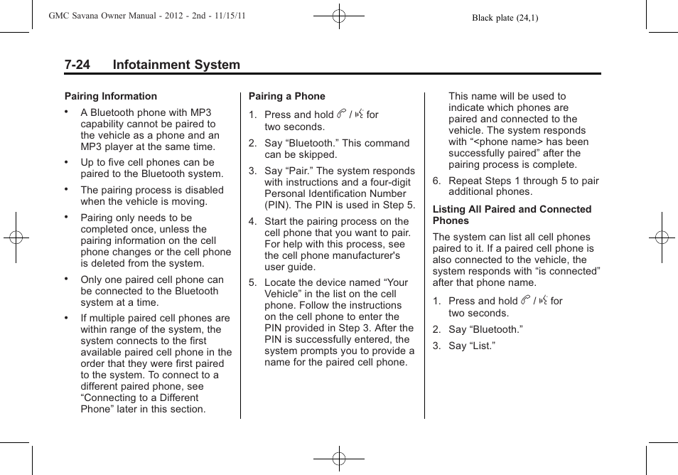 24 infotainment system | GMC 2012 Savana User Manual | Page 194 / 424