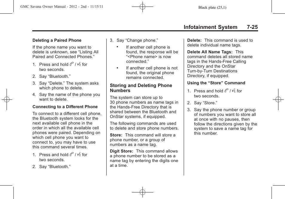 Infotainment system 7-25 | GMC 2012 Savana User Manual | Page 195 / 424