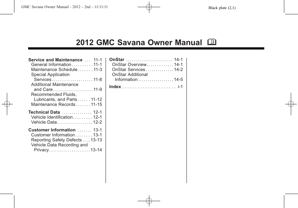 2012 gmc savana owner manual m | GMC 2012 Savana User Manual | Page 2 / 424