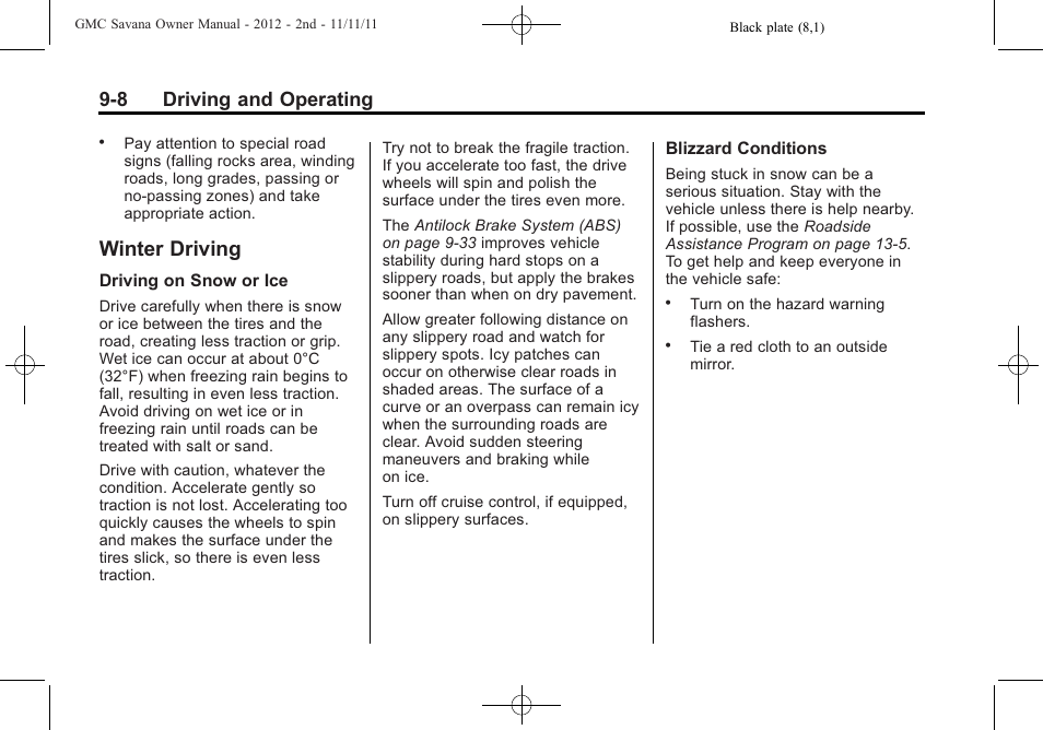 Winter driving, Winter driving -8, Automatic | 8 driving and operating | GMC 2012 Savana User Manual | Page 216 / 424