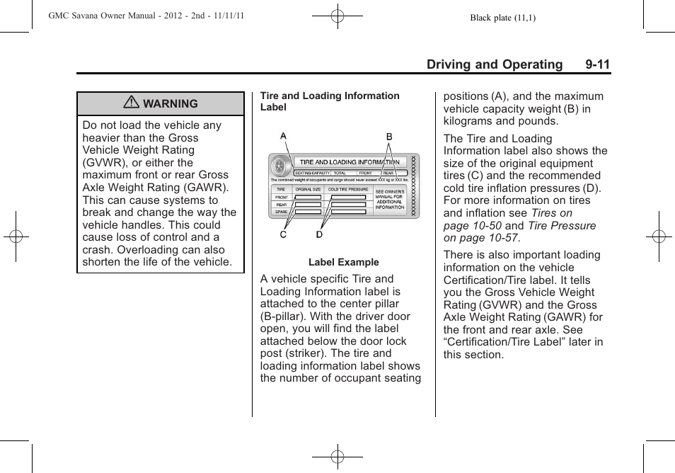 GMC 2012 Savana User Manual | Page 219 / 424