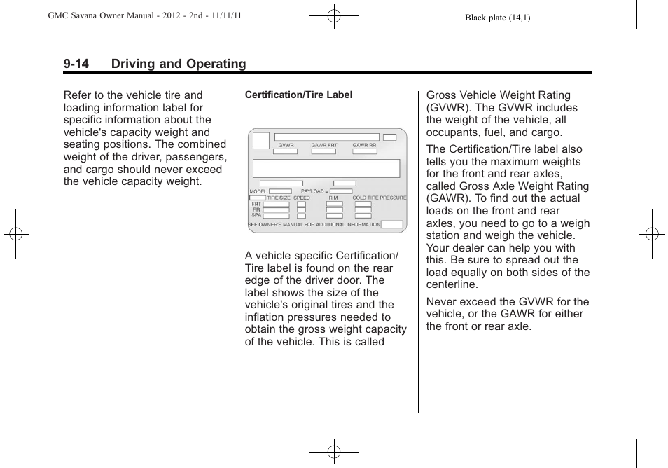 GMC 2012 Savana User Manual | Page 222 / 424