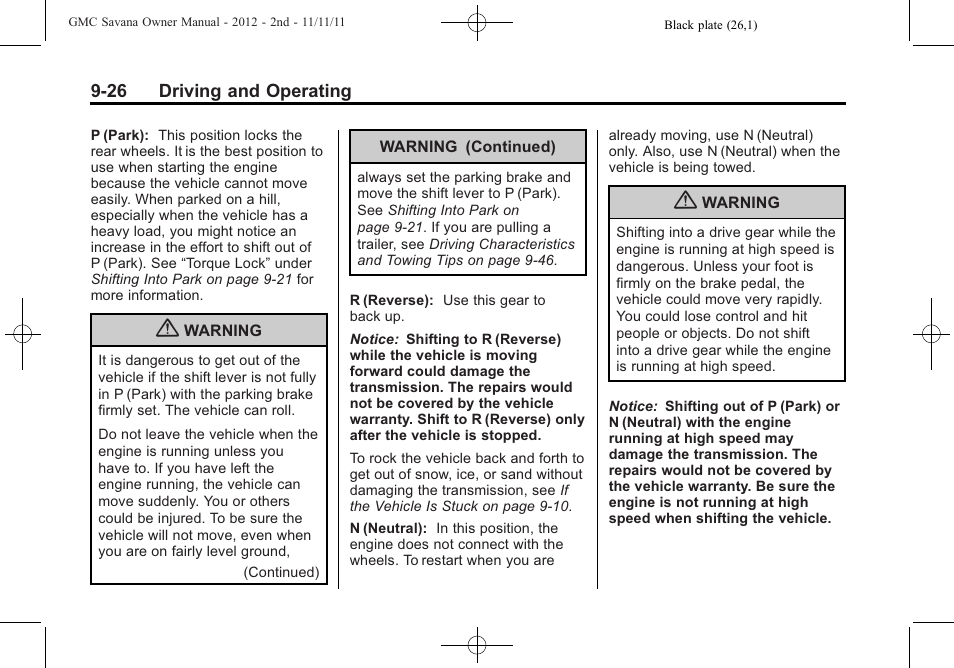 GMC 2012 Savana User Manual | Page 234 / 424