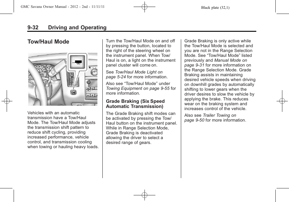 Tow/haul mode, Tow/haul mode -32 | GMC 2012 Savana User Manual | Page 240 / 424