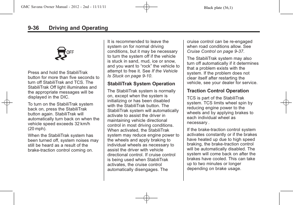 36 driving and operating | GMC 2012 Savana User Manual | Page 244 / 424