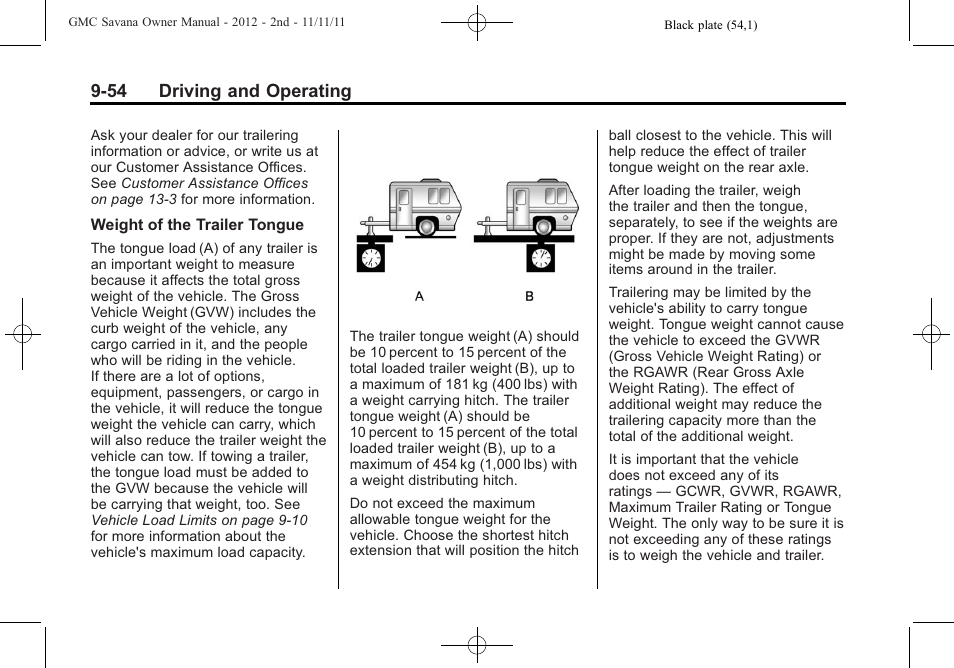 54 driving and operating | GMC 2012 Savana User Manual | Page 262 / 424