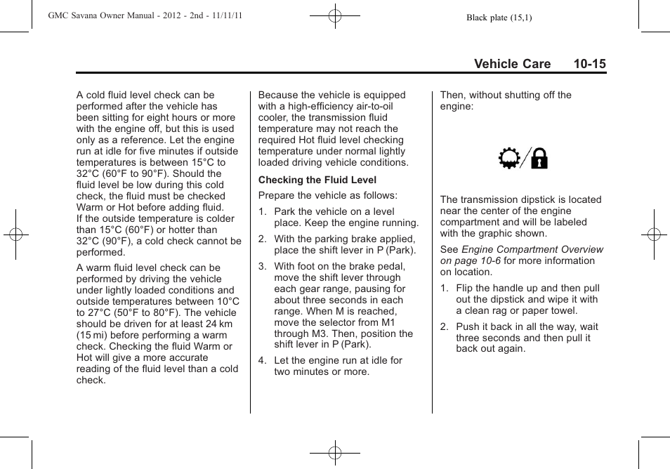 Vehicle care 10-15 | GMC 2012 Savana User Manual | Page 281 / 424