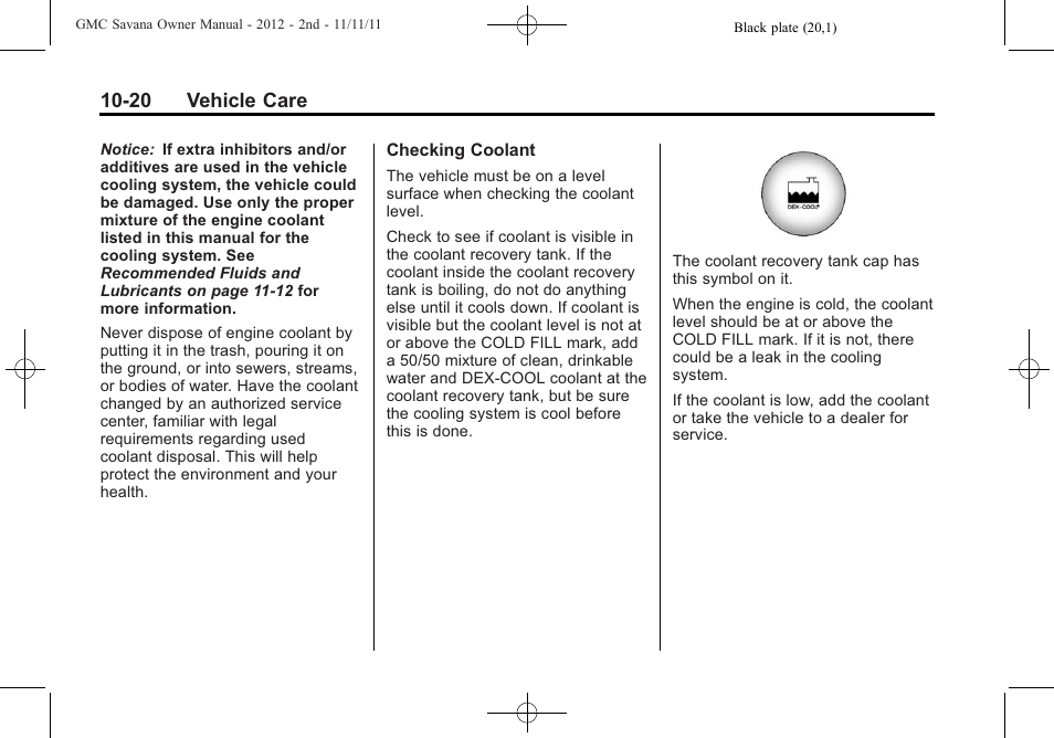 20 vehicle care | GMC 2012 Savana User Manual | Page 286 / 424