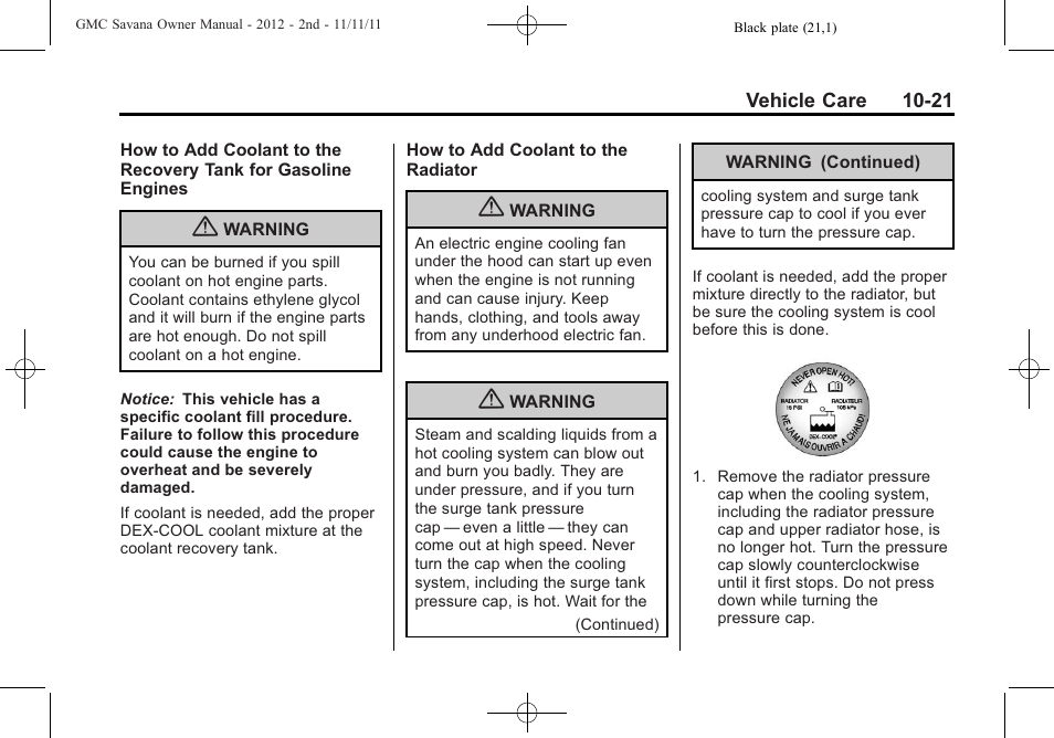 GMC 2012 Savana User Manual | Page 287 / 424