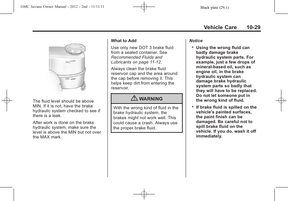 Vehicle care 10-29 | GMC 2012 Savana User Manual | Page 295 / 424
