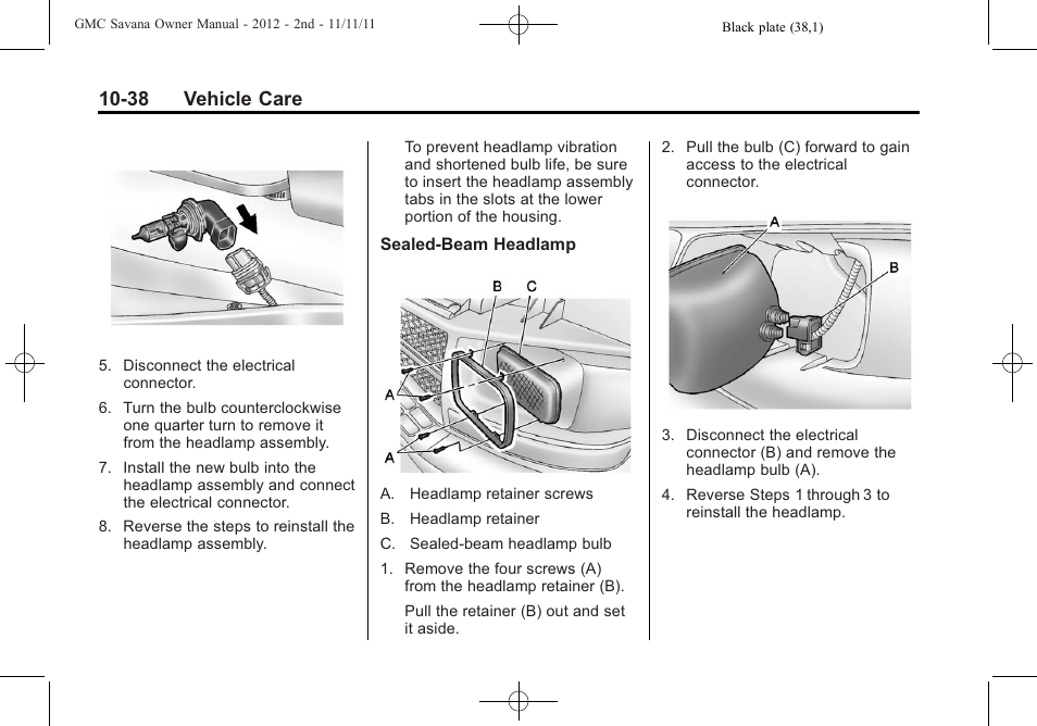 38 vehicle care | GMC 2012 Savana User Manual | Page 304 / 424