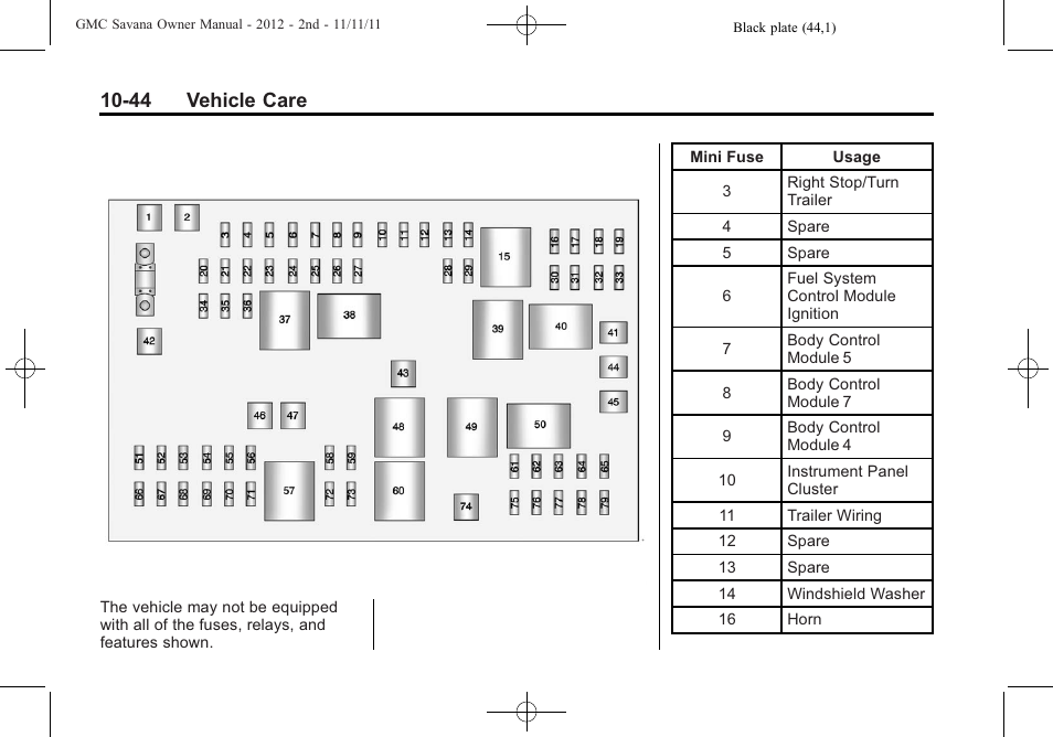 44 vehicle care | GMC 2012 Savana User Manual | Page 310 / 424