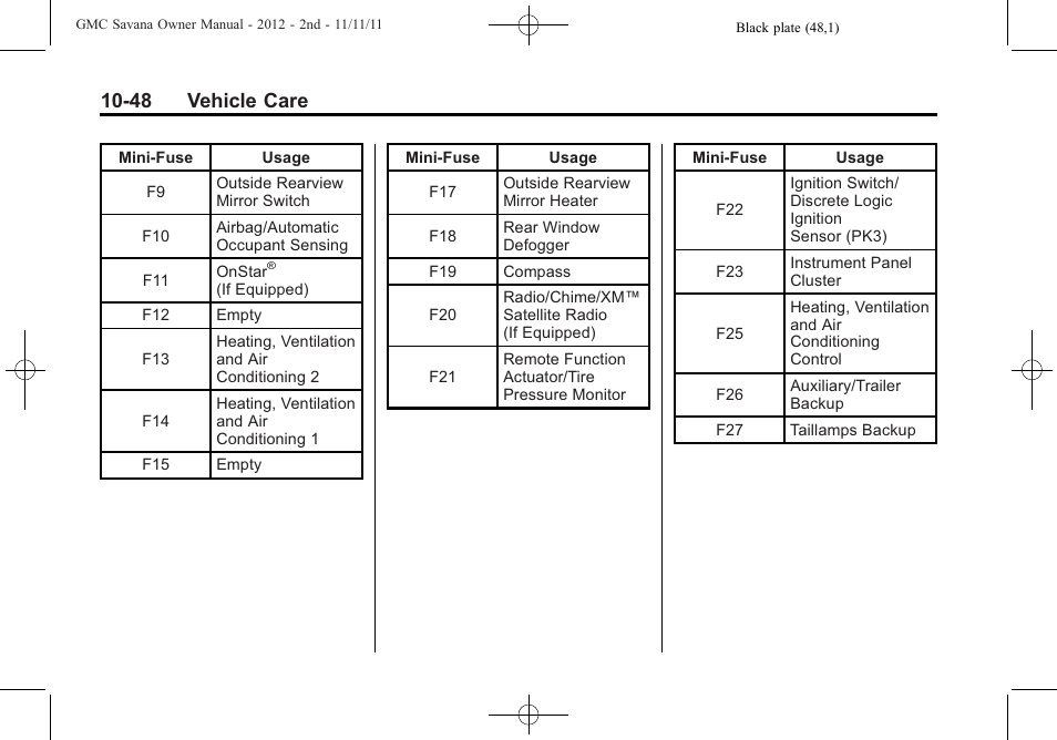 48 vehicle care | GMC 2012 Savana User Manual | Page 314 / 424