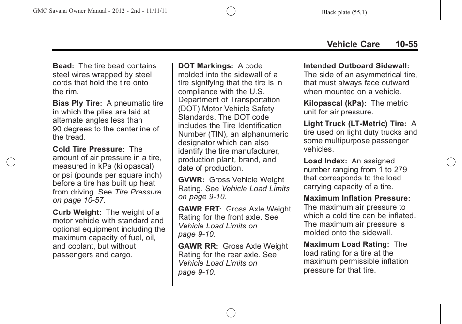 GMC 2012 Savana User Manual | Page 321 / 424