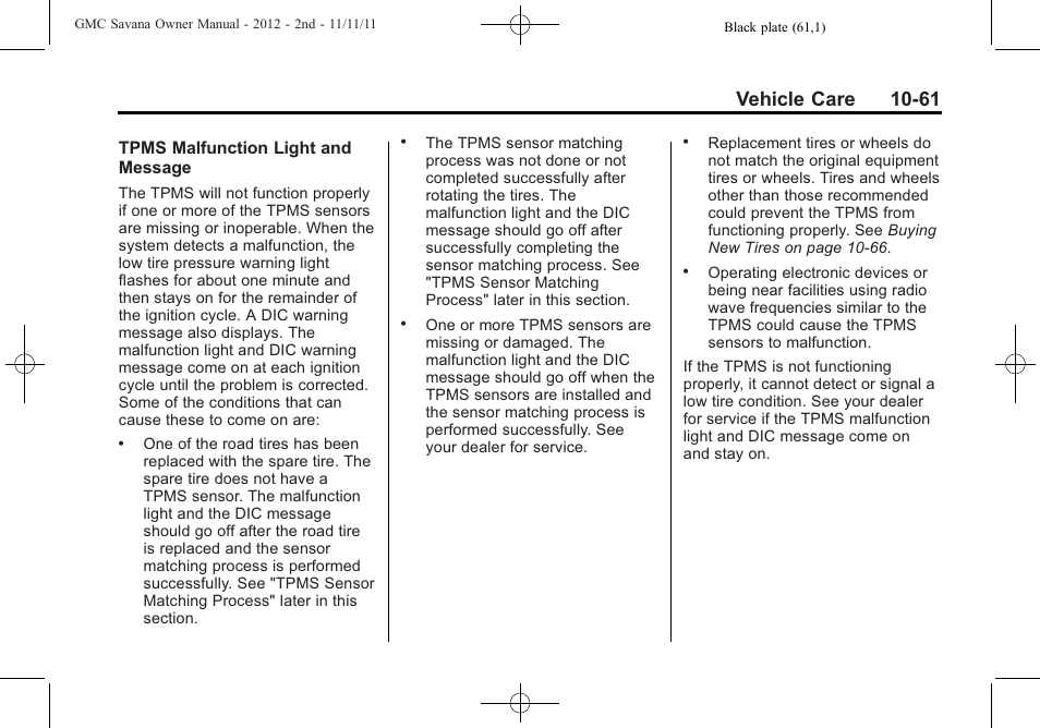 Vehicle care 10-61 | GMC 2012 Savana User Manual | Page 327 / 424